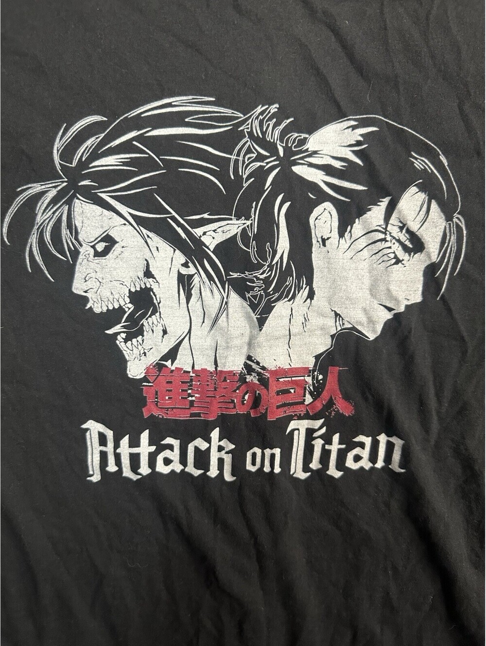 Attack on Titan Eren Titan Anime Graphic T-Shirt Black XL Manga Adult